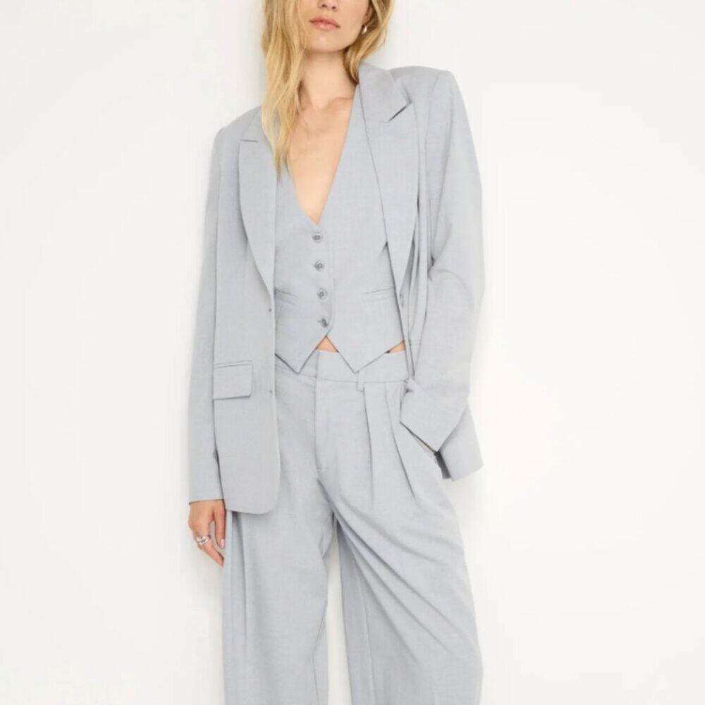 NWT Good American Essential Suiting Vest S Grey